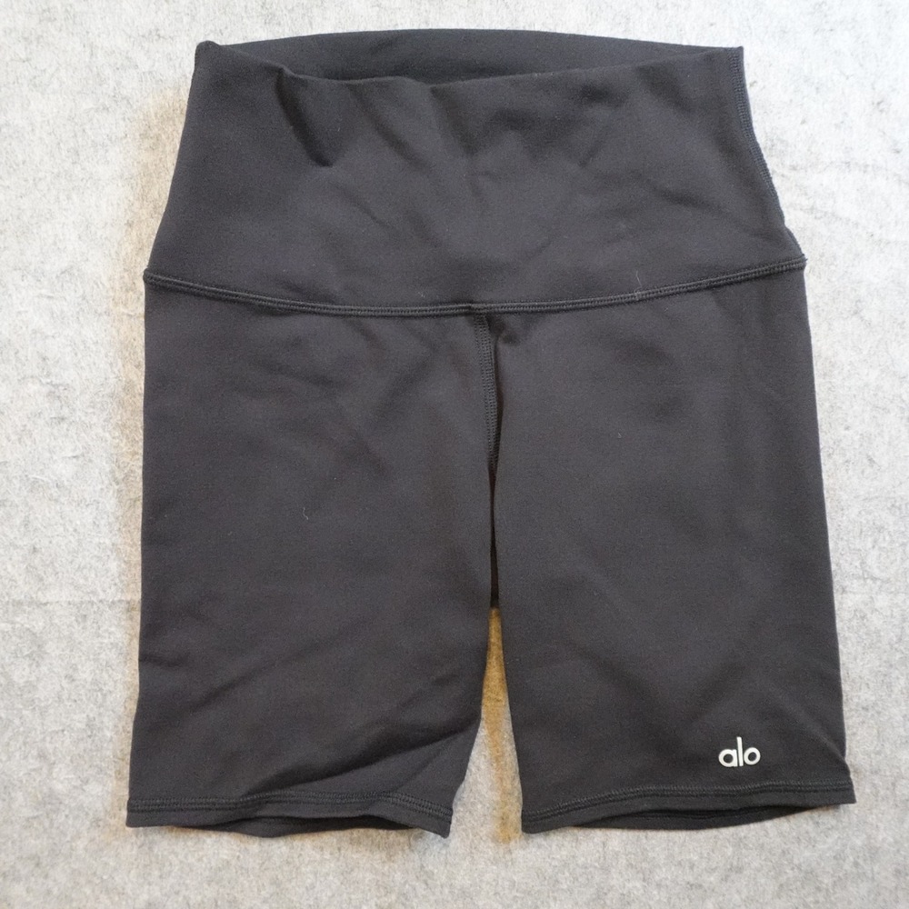 Alo Yoga Shorts Women Extra Small 7" Black High Waist Yoga Biker Activewear Gym